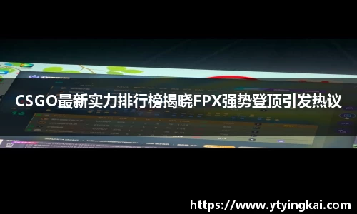CSGO最新实力排行榜揭晓FPX强势登顶引发热议